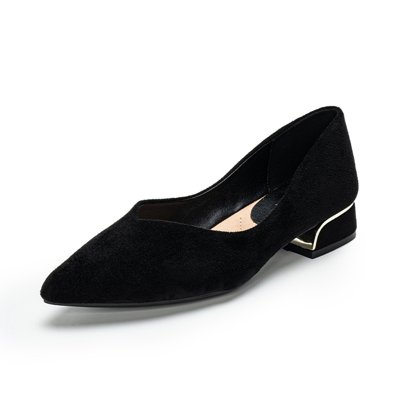 Leather Work Heels - Damen Spitze Schuhe mit Blockabsatz aus