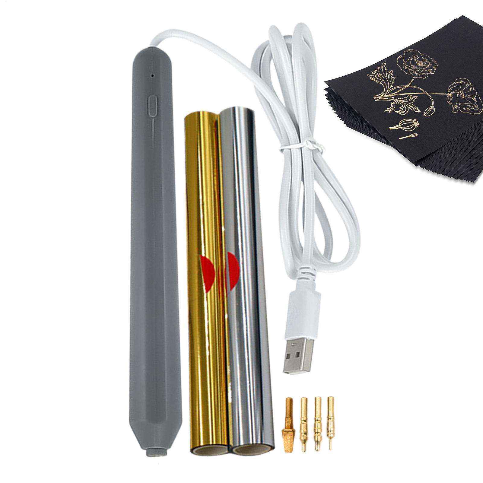 Leatherwork Tool Kit - Heißfolien-Stempelset mit 4 Metallspitzen, Goldfolien-Prägeset für
