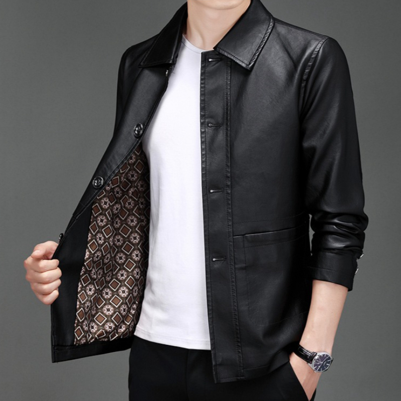 Leather Work Jacket Mens - Herbst Neue Lederjacke für Herren Business