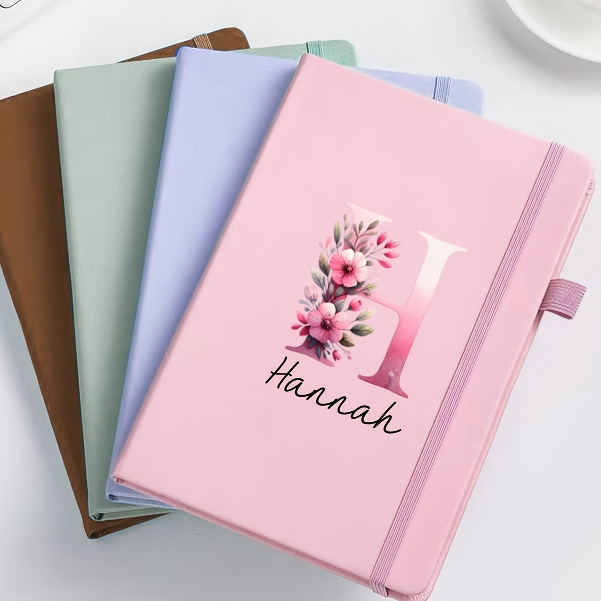 Leather Work Notebook - Personalisiertes Leder-Notizbuch mit Namen, Individuelles Buchstaben-Design,