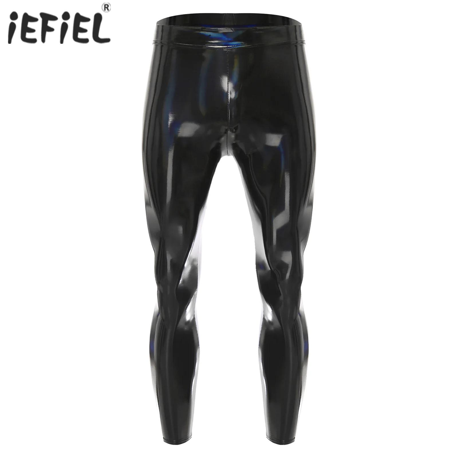 Leather Work Pants - Schwarze Disco-Strumpfhose für Herren, Leggings, Hose,