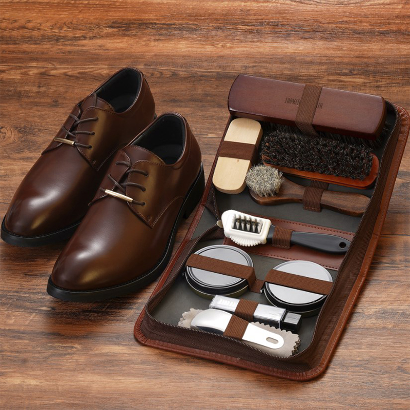 Leatherwork Tool Kit - Pferdehaar-Schuhbürsten-Set, Lederpflege, Reinigung, Polierwerkzeuge, Reiniger, Schuhlöffel,
