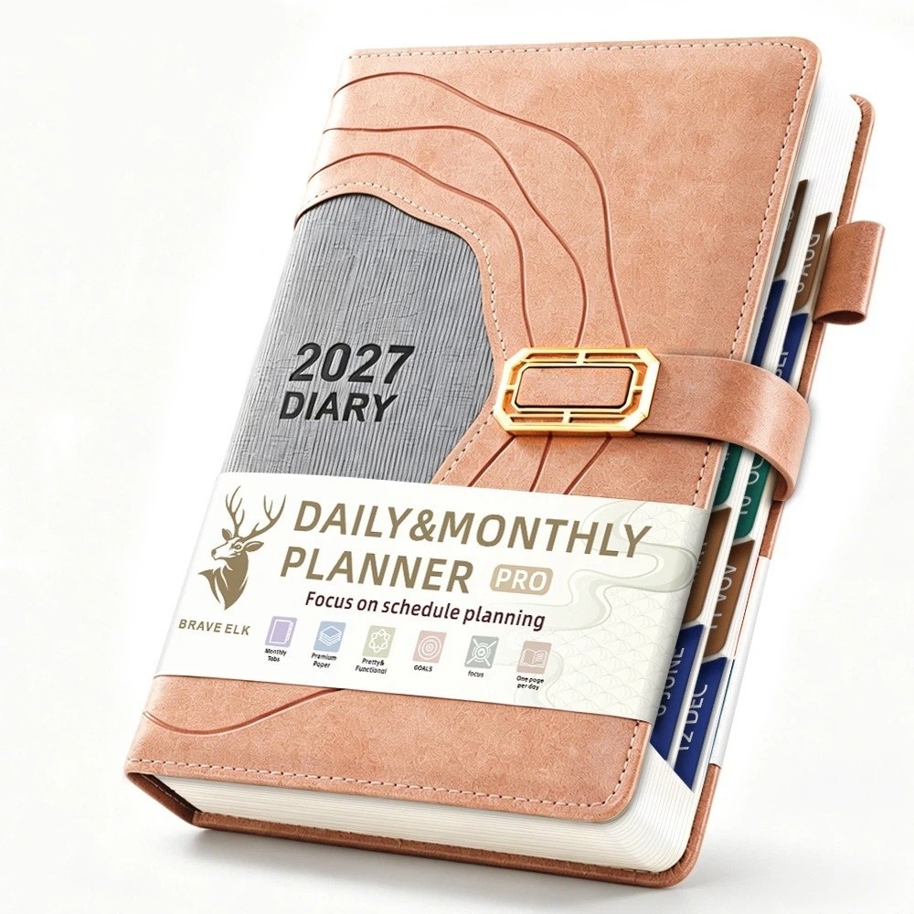 Leatherwork Plans - Verstärkter 2027 Terminplaner PU-Leder-Einband Retro Agenda