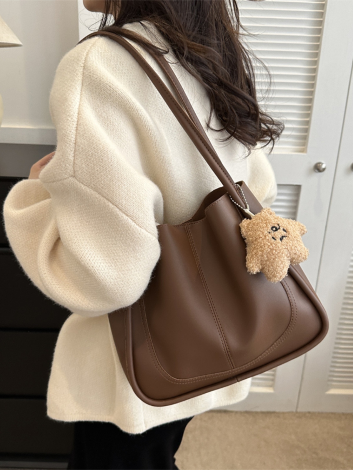 Leather Work Bag - Große Kapazität Bucket Bag Damen Retro