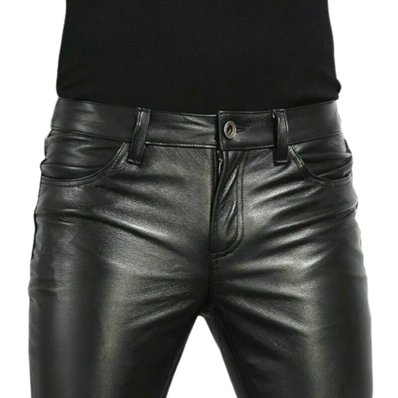 Leather Work Pants - Choice PU-Lederhose für Herren, modisch, Rock-Stil,