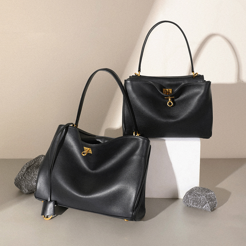 Leather Work Handbags For Women - Frauen Kuh Leder Unterarm Schulter Tasche
