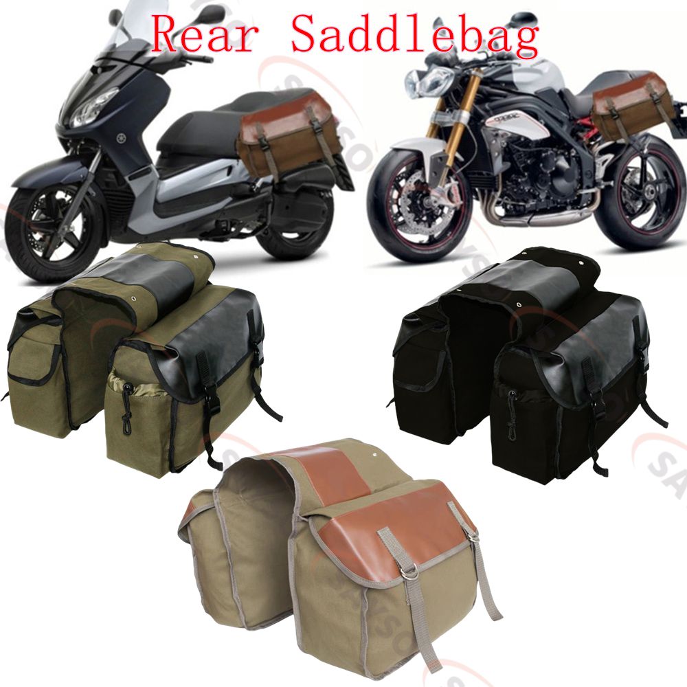 Leather Work Bag - Leinwand Leder Hinten Satteltasche Motorrad Schwanz