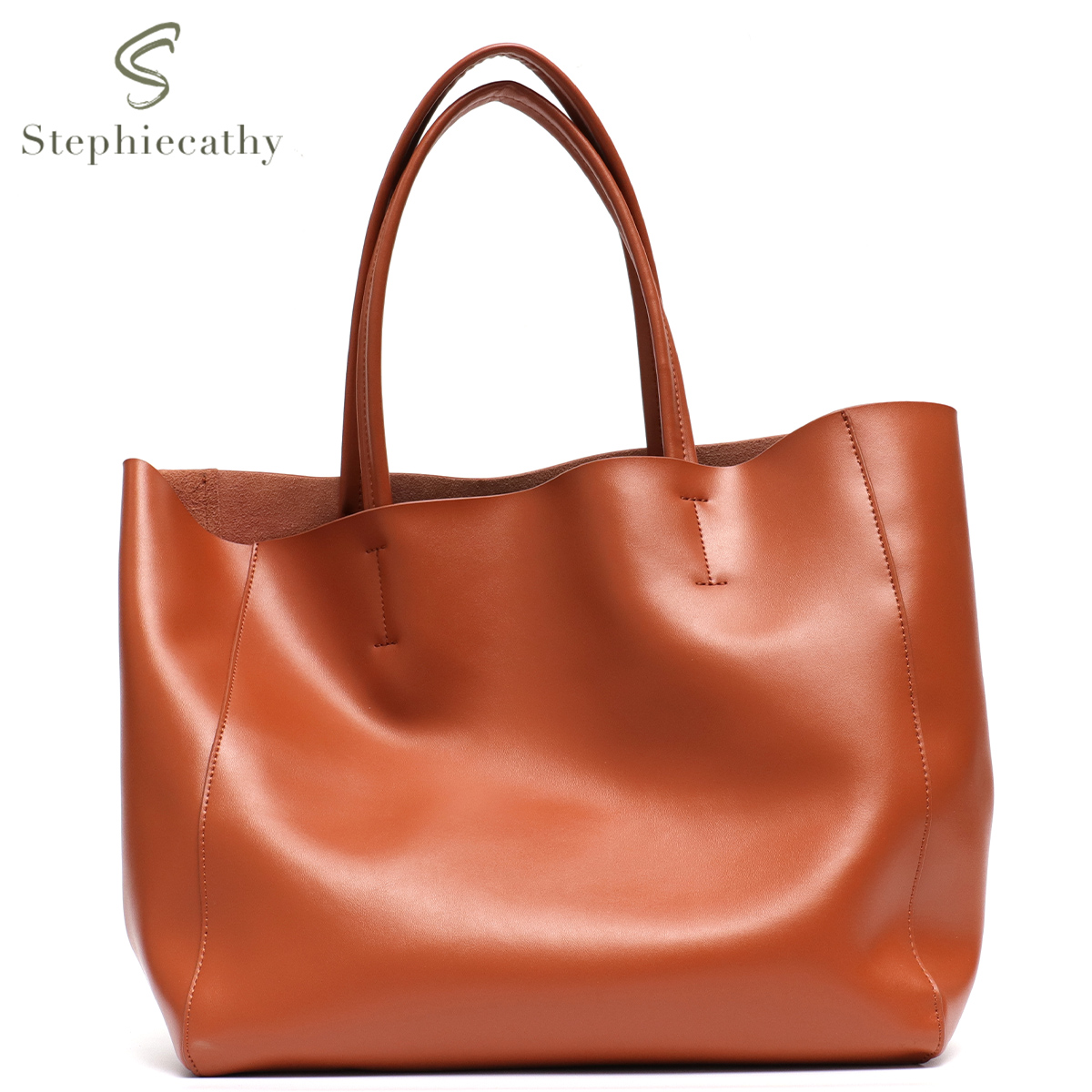 Leather Work Handbag - Minimalistische große Tragetasche für Damen, modische