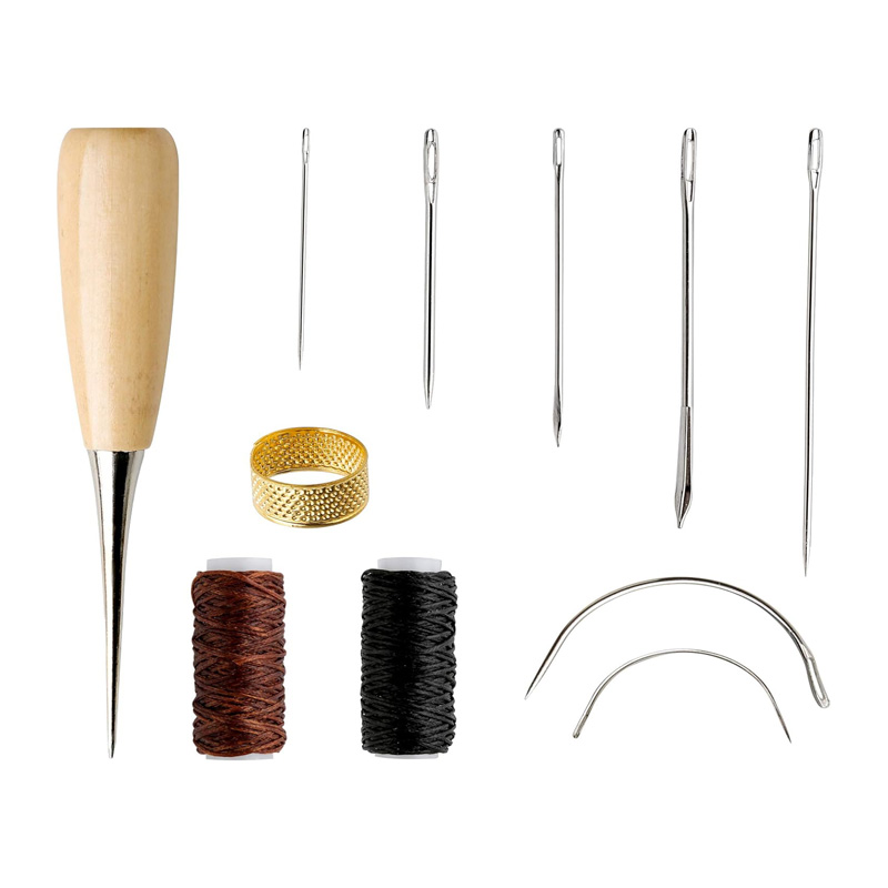 Leatherwork Tool Kit - 10/11-teiliges Leder-Nähset Lederhandwerk-Werkzeugset Leder-Reparaturset Leder-Handnäh-Reparaturset Nähset