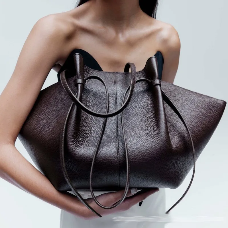 Leather Work Handbag - Damen Leder Schultertasche Dumpling Purse Hobo