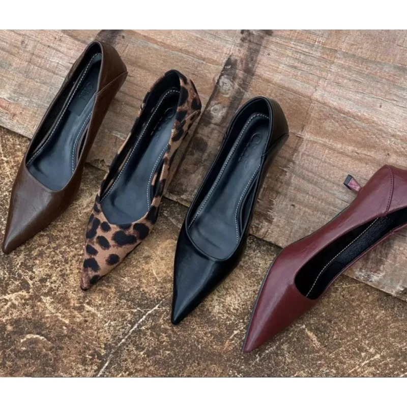 Leather Work Heels - 2024 Damen Sexy High Heels Burgund