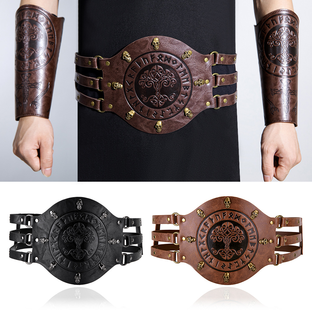 Leather Work Pants - Mittelalterlicher breiter Korsettgürtel, Wikinger-Piraten-Ritterkostüm, PU-Leder-Accessoire für