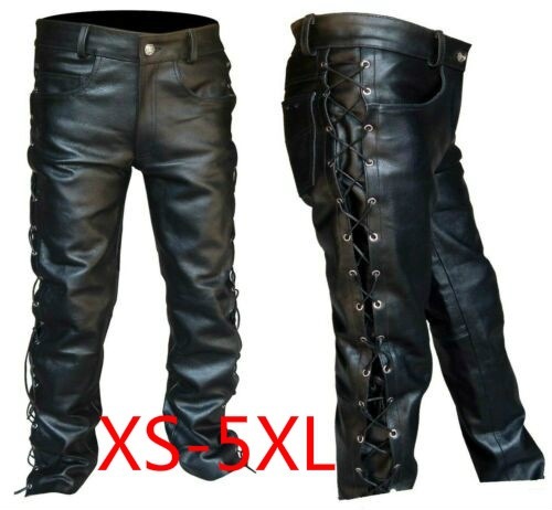 Leather Work Pants - Mittelalterliche Hosen Männer Gothic Lange Plus