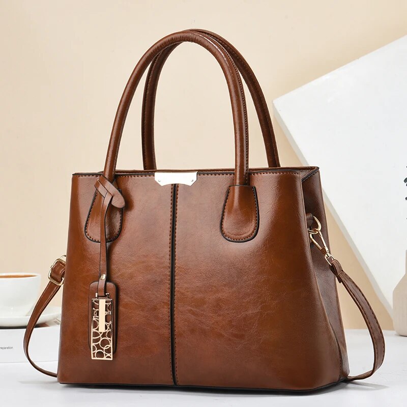 Leather Work Handbags For Women - Retro einfarbige Handtaschen für Frauen, elegante