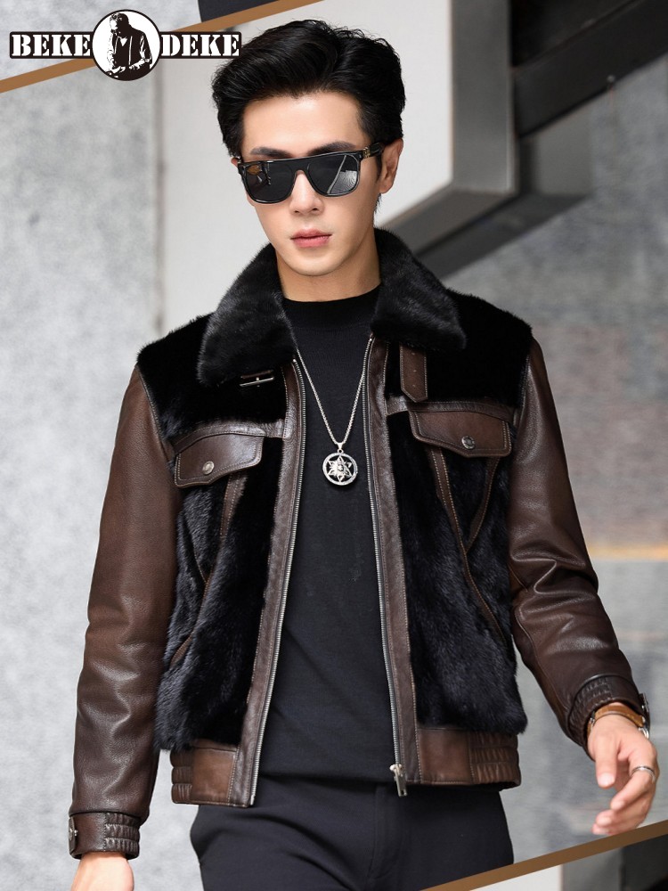 Leather Work Jacket Mens - Luxuriöse Business-Herrenjacke für den Winter aus