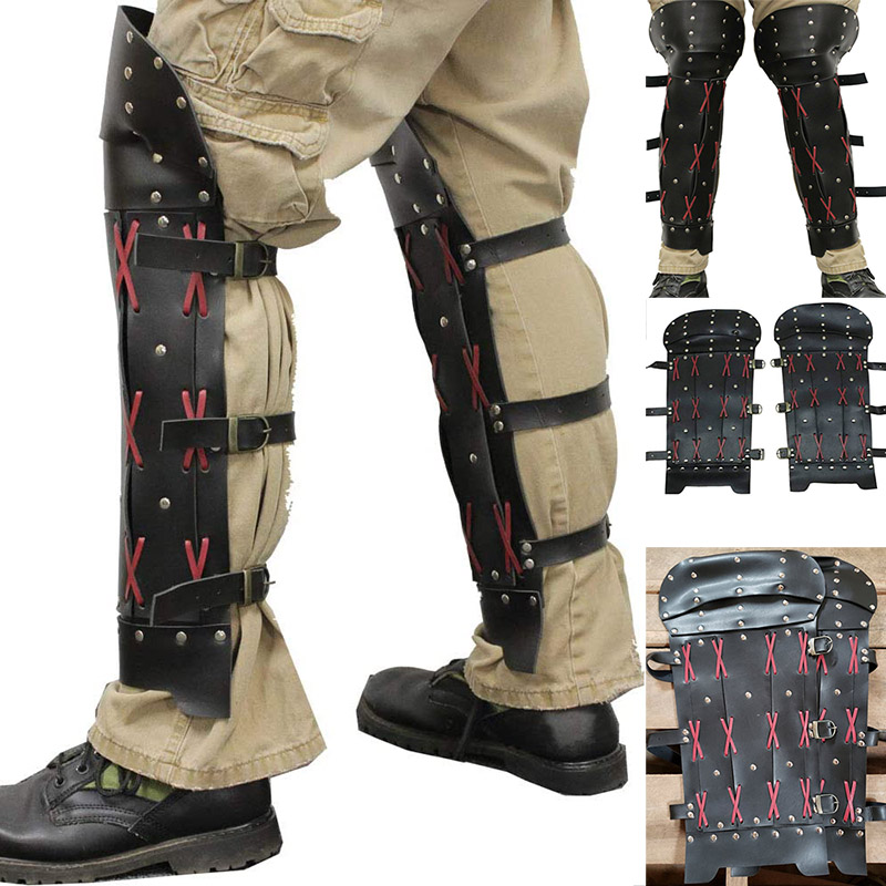 Leather Work Pants - Steampunk Mittelalter Samurai Bogenschütze Rüstung Gamasche