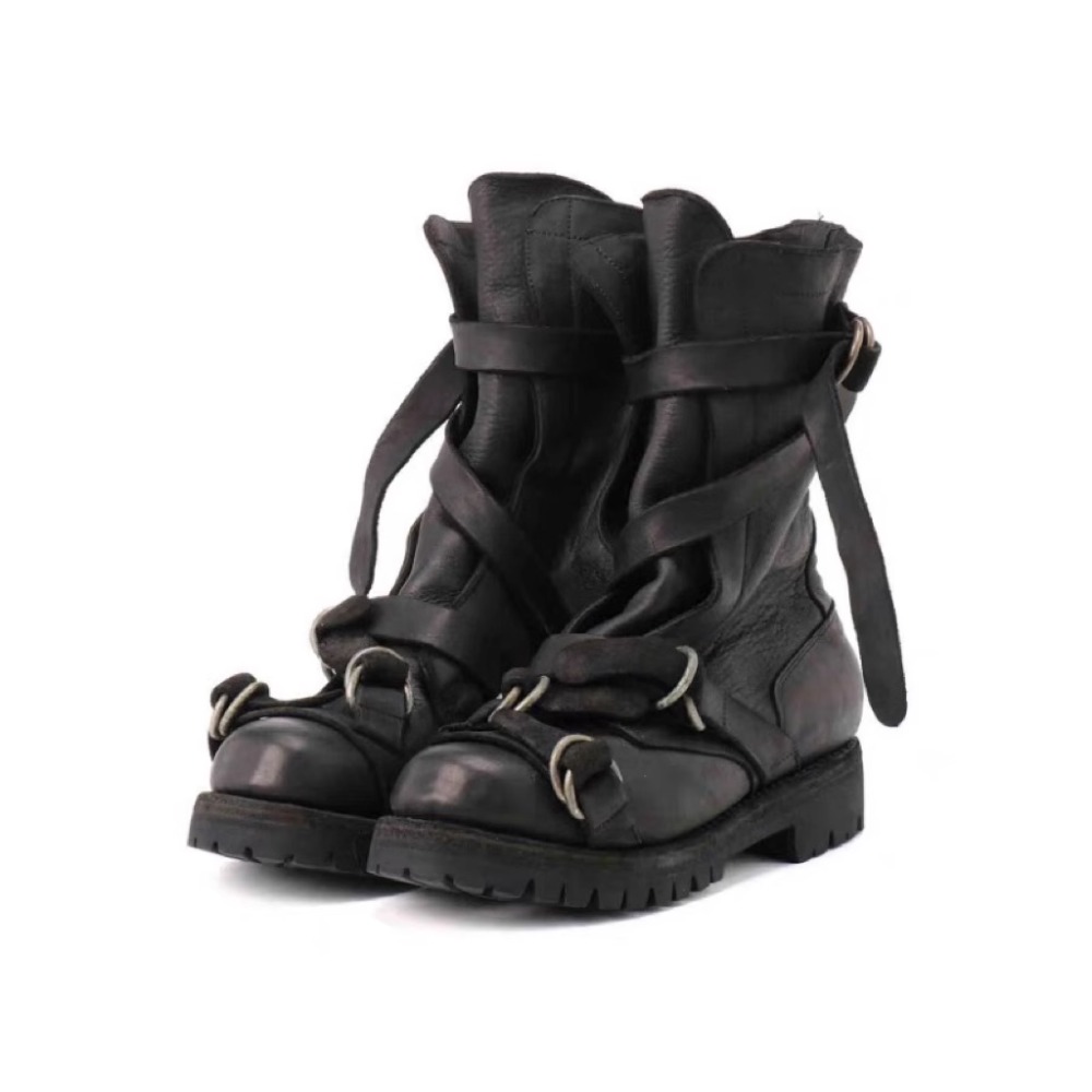 Leatherwork Fasteners - Herren Leder Motorradstiefel Punk Retro Dicke
