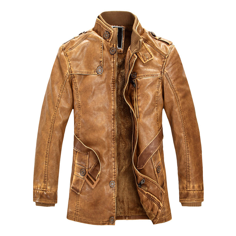 Leather Work Jacket Mens - Herbst Motorrad Jacke männer Stehen Kragen
