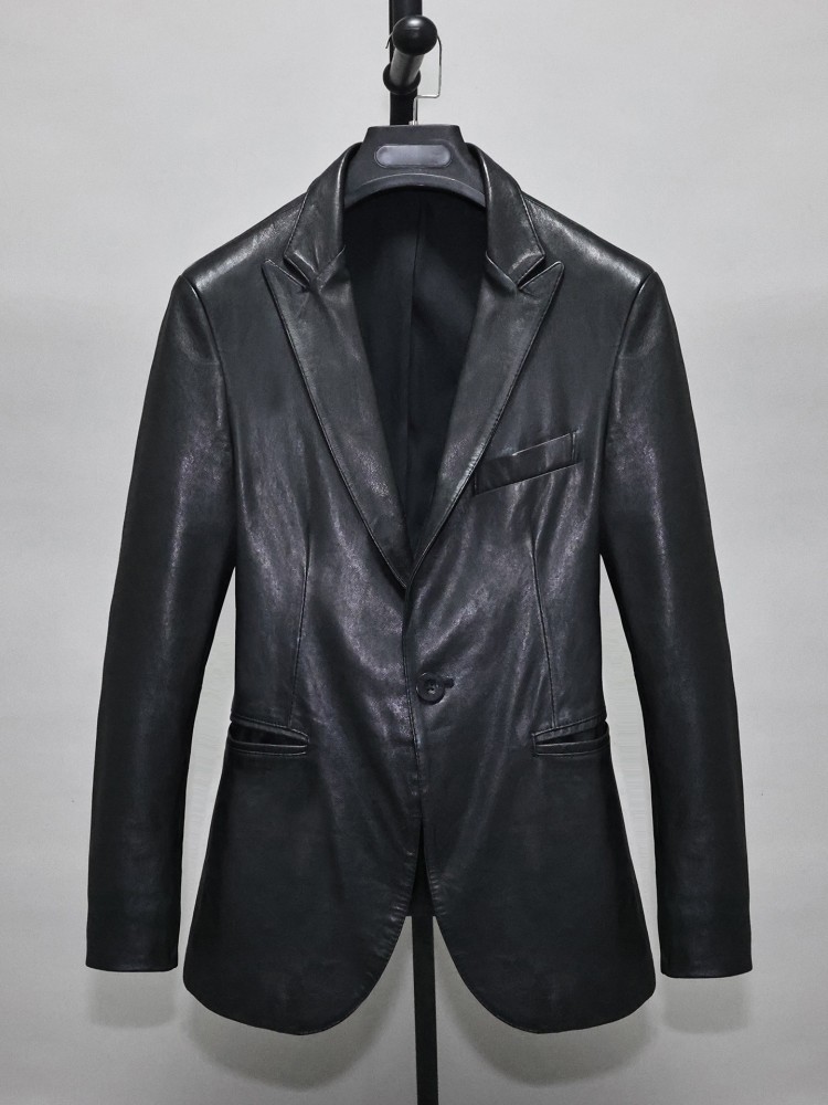 Schmal Geschnittener Einfarbig – Leather Work Jacket Mens Bewertung und Preis