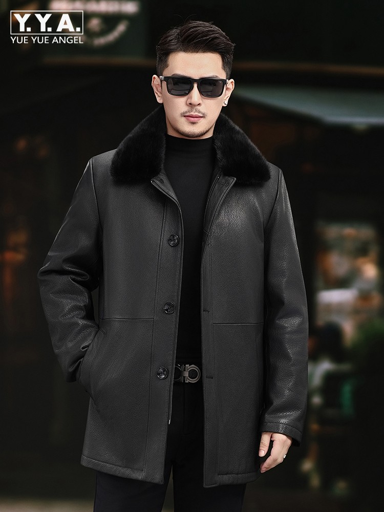 Luxus Männer Winter Echt Nerz  – Leather Work Jacket Mens Bewertung und Preis
