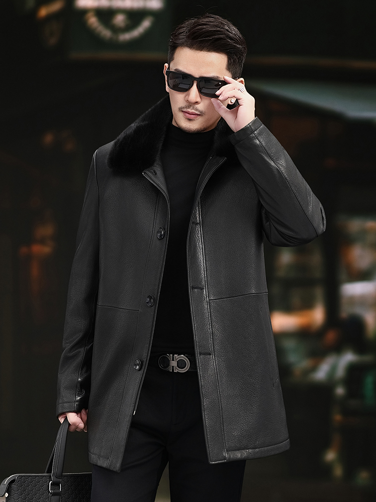 Luxus Männer Winter Echt Nerz  – Leather Work Jacket Mens Bewertung und Preis