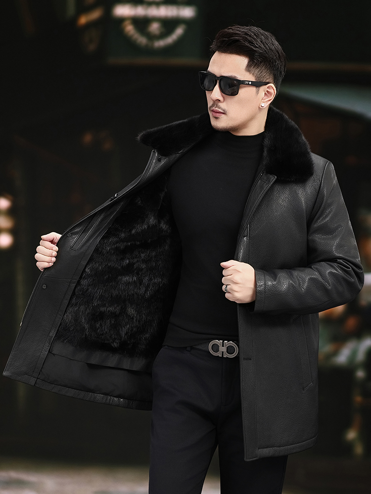 Luxus Männer Winter Echt Nerz  – Leather Work Jacket Mens Bewertung und Preis