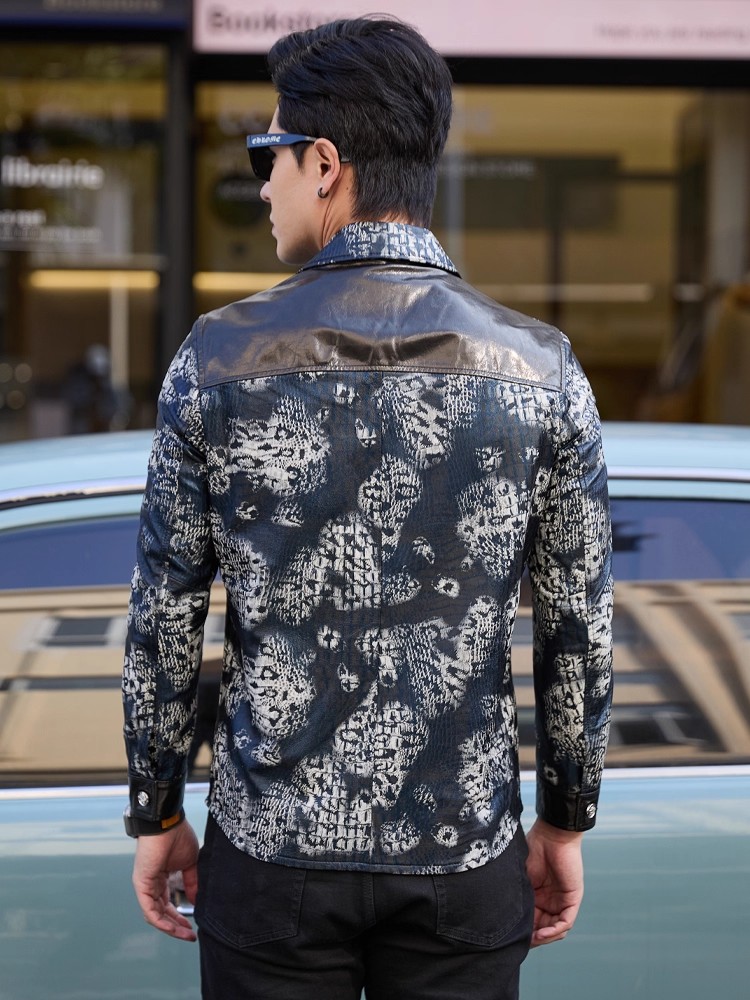 Luxus Neue Mode Floral Bedruck – Leather Work Jacket Mens Bewertung und Preis