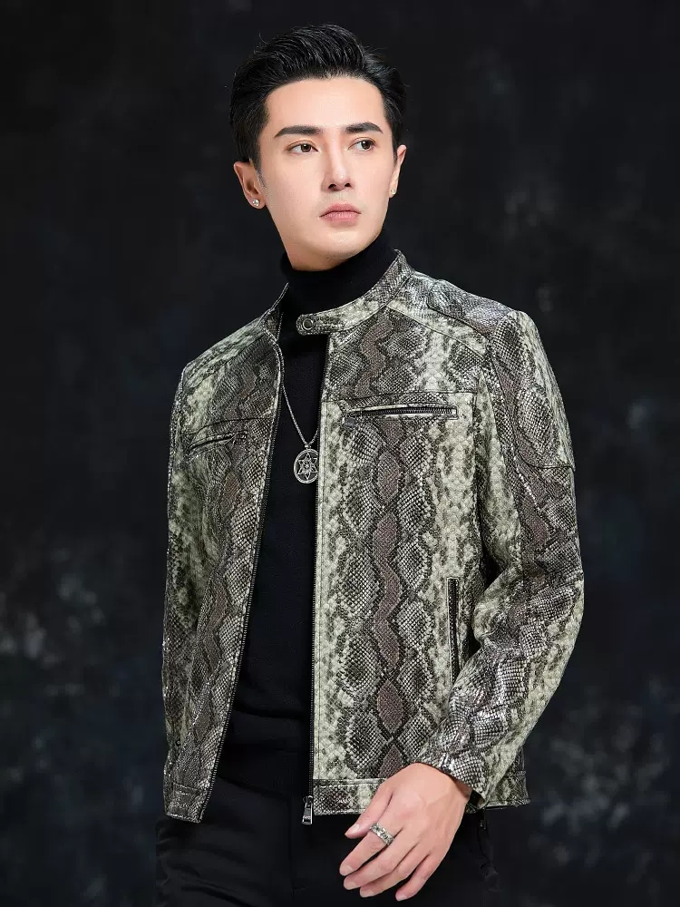 Frühling Herren Schlangenmuste – Leather Work Jacket Mens Bewertung und Preis
