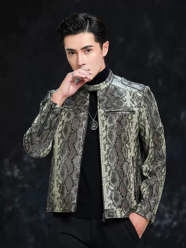 Frühling Herren Schlangenmuste – Leather Work Jacket Mens Bewertung und Preis