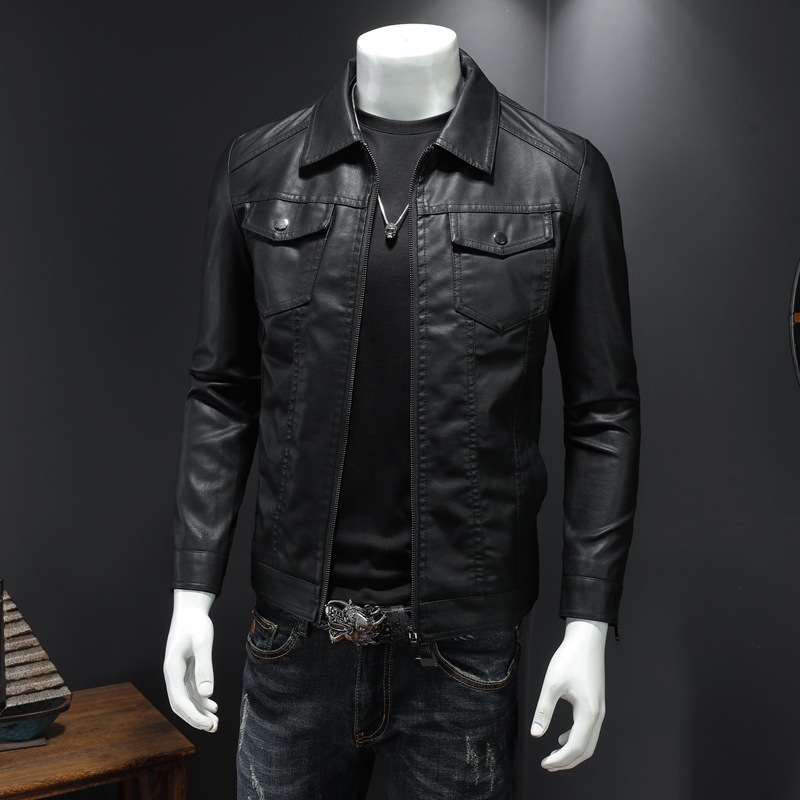 Herren-Lederjacke mit Revers,  – Leather Work Jacket Mens Bewertung und Preis