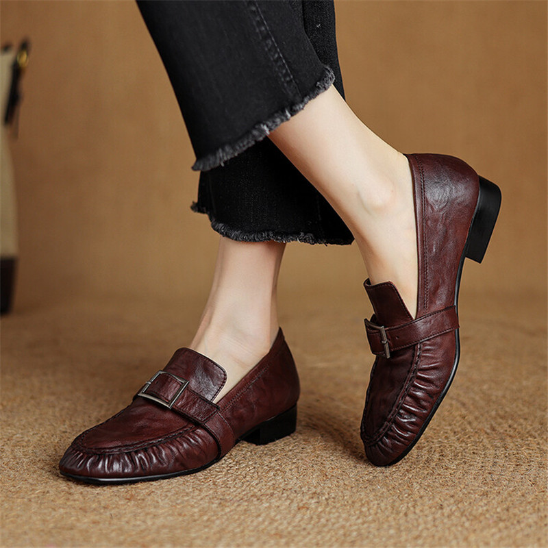Neue Herbst Echt leder Frauen  – Leather Work Heels Bewertung und Preis