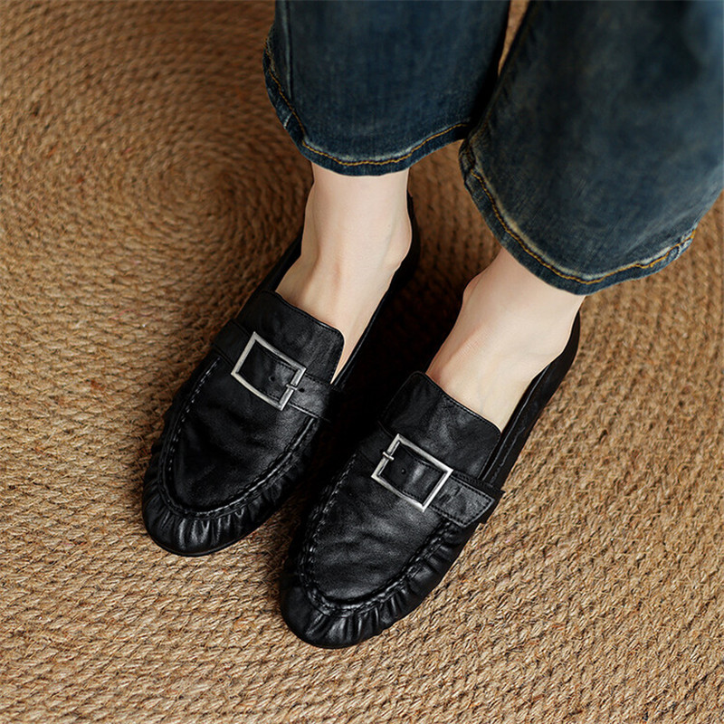 Neue Herbst Echt leder Frauen  – Leather Work Heels Bewertung und Preis