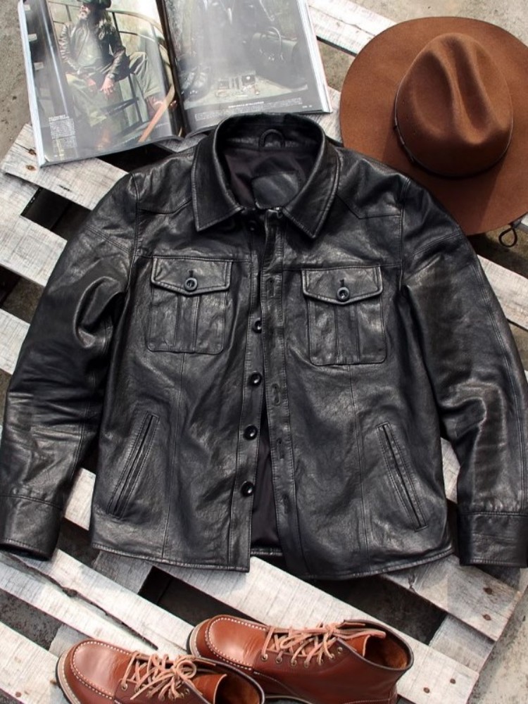Punk Herren Echtes Leder Jacke – Leather Work Jacket Mens Bewertung und Preis