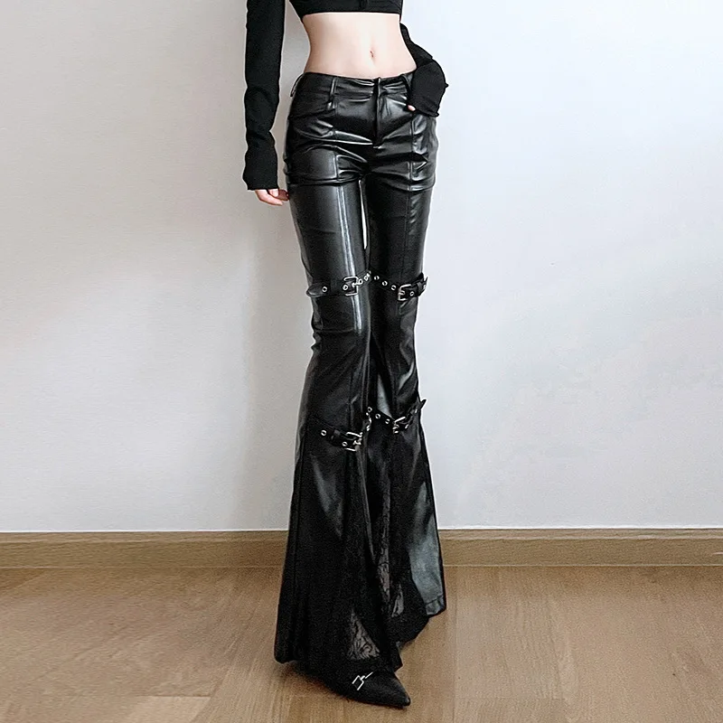 Schlaghose aus PU-Leder für Da – Leather Work Pants Bewertung und Preis